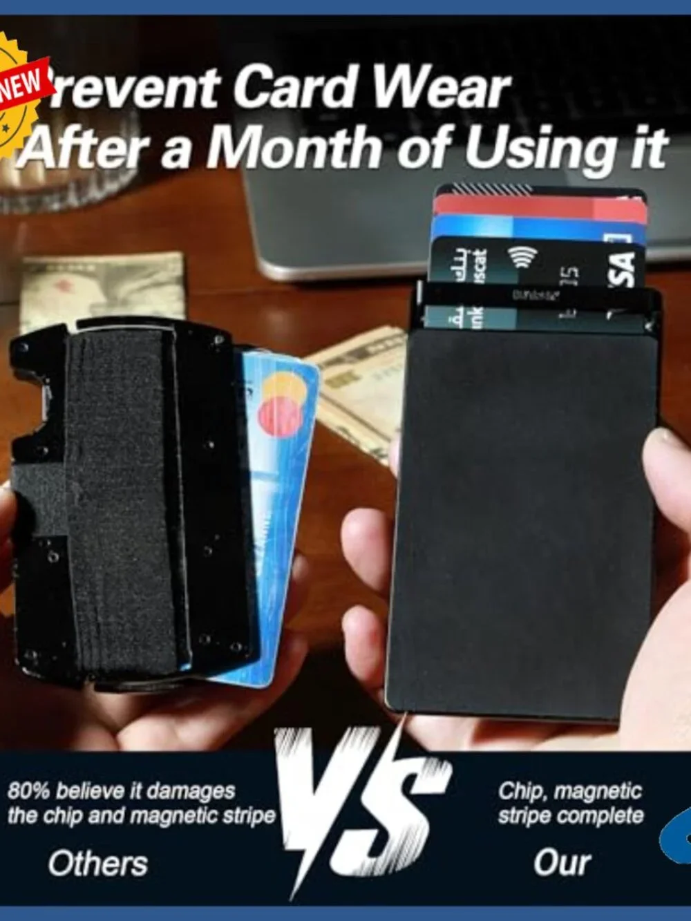Slim RFID-Blocking Metal Wallet with Money Clip and Card Holder